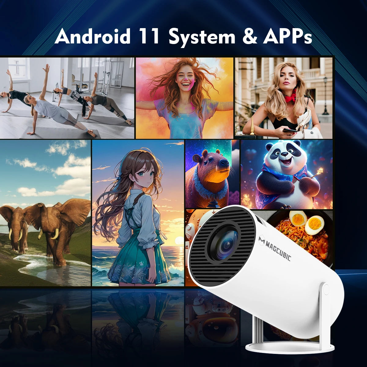 Projector 4K Android 11 Dual Wifi6 Home, Cinema & Outdoor